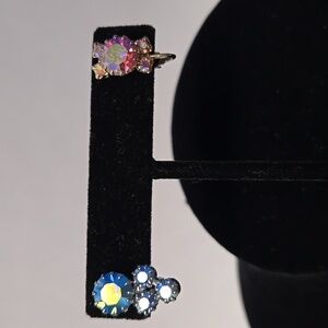 Mismatched Vintage PIERCED Aurora Borealis Crystal Earrings